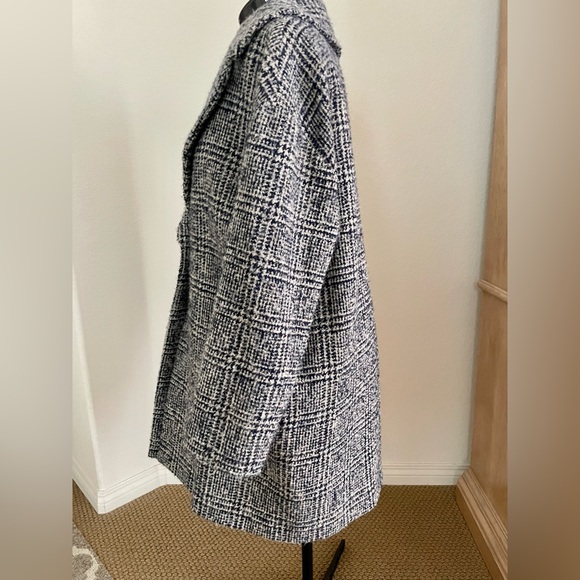 Theory Easy Town Navy Multi Plaid Wool Coat Jacket - Picture 14 of 15